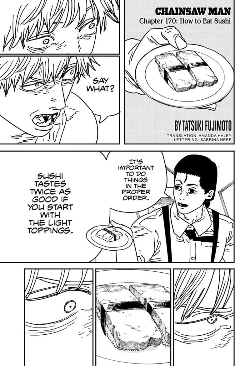 Chainsaw Man Manga Chapter 170 page 1 - How to Eat Sushi