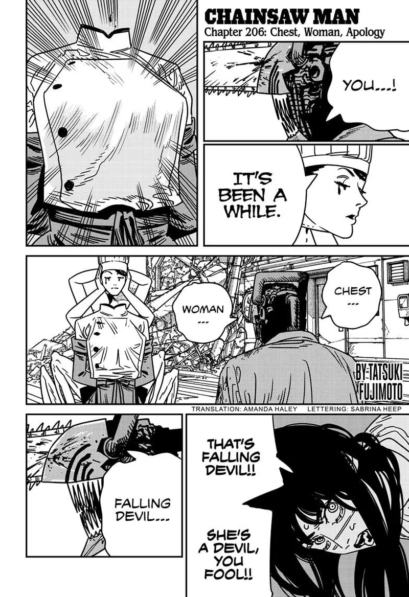 Chainsaw Man Manga Chapter 206 page 1 - Chest, Woman, Apology